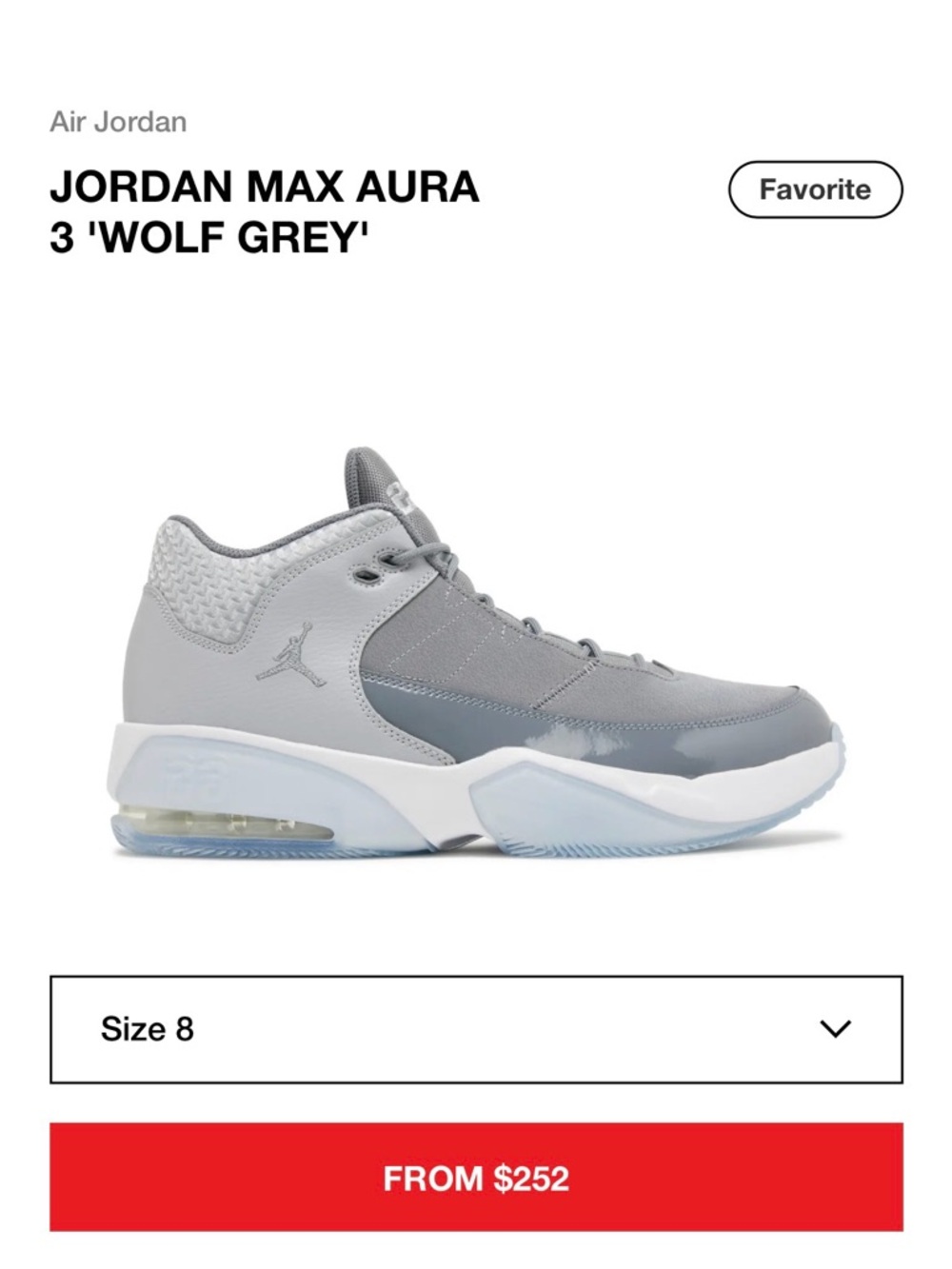 Jordan Max Aura 3 Wolf Grey Men's Basketball Shoes- Like NEW-size 8